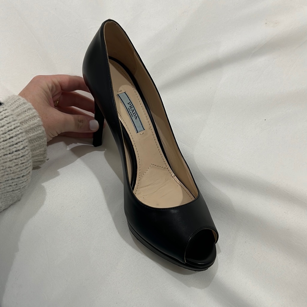 Prada Open Toe Heels Black